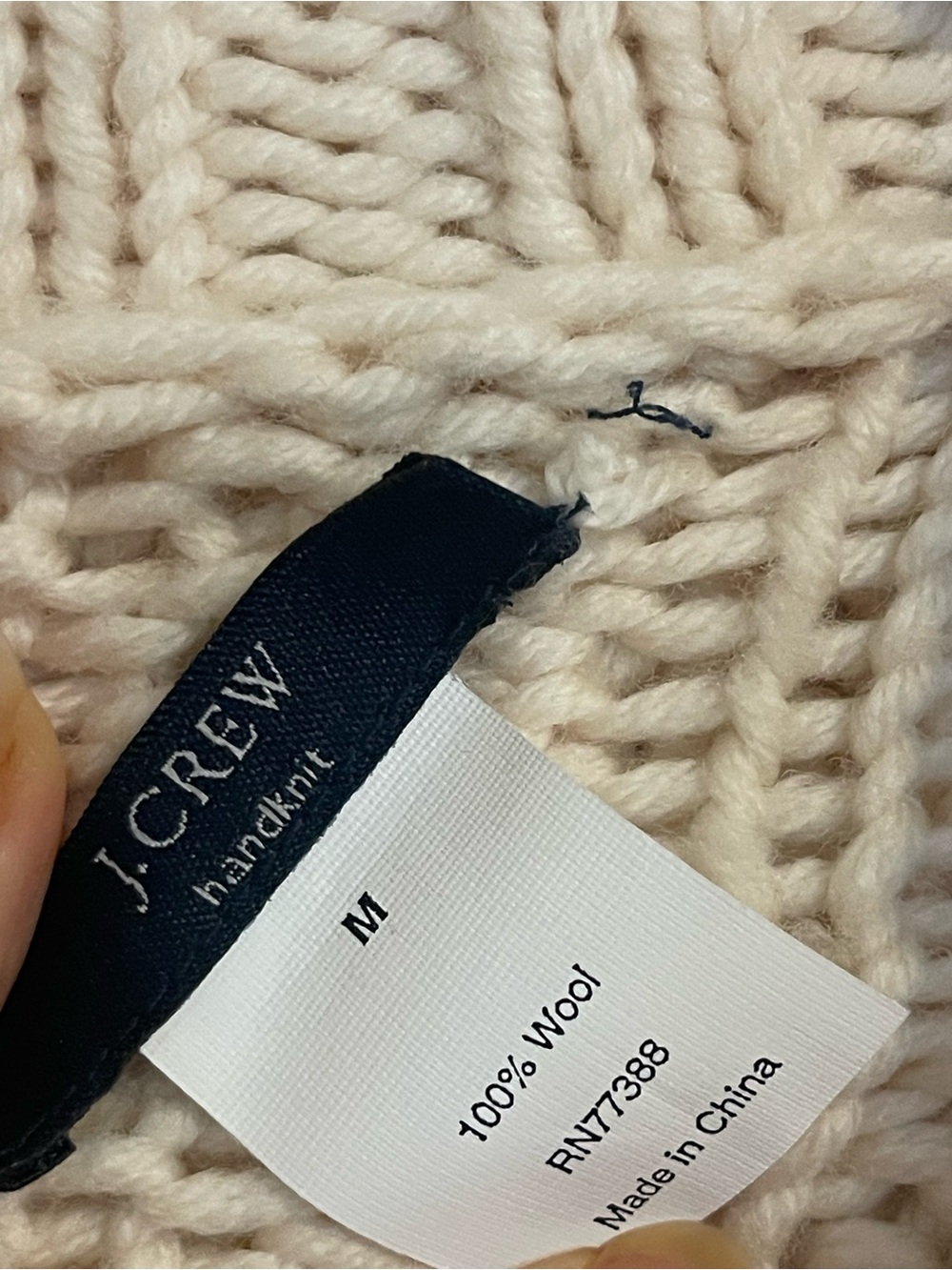 J.Crew Hand knit Toggle Cable knit 100% Wool Sweater Size M - Picture 2 of 3